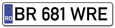 Placuta inmatriculare numar auto  BR-681-WRE, BR 681 WRE, BR681WRE