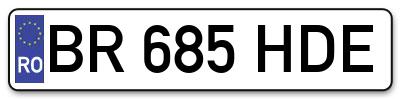 Placuta inmatriculare numar auto  BR-685-HDE, BR 685 HDE, BR685HDE