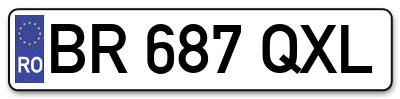 Placuta inmatriculare numar auto  BR-687-QXL, BR 687 QXL, BR687QXL