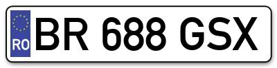 Placuta inmatriculare numar auto  BR-688-GSX, BR 688 GSX, BR688GSX