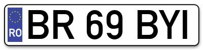 Placuta inmatriculare numar auto  BR-69-BYI, BR 69 BYI, BR69BYI