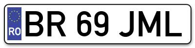 Placuta inmatriculare numar auto  BR-69-JML, BR 69 JML, BR69JML