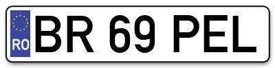Placuta inmatriculare numar auto  BR-69-PEL, BR 69 PEL, BR69PEL