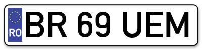 Placuta inmatriculare numar auto  BR-69-UEM, BR 69 UEM, BR69UEM