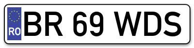 Placuta inmatriculare numar auto  BR-69-WDS, BR 69 WDS, BR69WDS