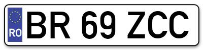 Placuta inmatriculare numar auto  BR-69-ZCC, BR 69 ZCC, BR69ZCC