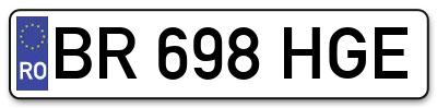 Placuta inmatriculare numar auto  BR-698-HGE, BR 698 HGE, BR698HGE