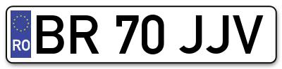 Placuta inmatriculare numar auto  BR-70-JJV, BR 70 JJV, BR70JJV