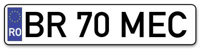 Placuta inmatriculare numar auto  BR-70-MEC, BR 70 MEC, BR70MEC
