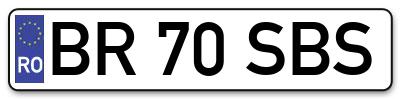 Placuta inmatriculare numar auto  BR-70-SBS, BR 70 SBS, BR70SBS