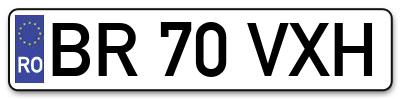 Placuta inmatriculare numar auto  BR-70-VXH, BR 70 VXH, BR70VXH