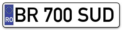 Placuta inmatriculare numar auto  BR-700-SUD, BR 700 SUD, BR700SUD
