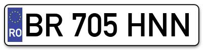 Placuta inmatriculare numar auto  BR-705-HNN, BR 705 HNN, BR705HNN