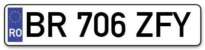 Placuta inmatriculare numar auto  BR-706-ZFY, BR 706 ZFY, BR706ZFY
