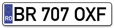 Placuta inmatriculare numar auto  BR-707-OXF, BR 707 OXF, BR707OXF