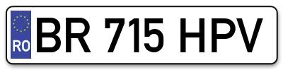 Placuta inmatriculare numar auto  BR-715-HPV, BR 715 HPV, BR715HPV