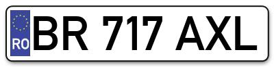 Placuta inmatriculare numar auto  BR-717-AXL, BR 717 AXL, BR717AXL