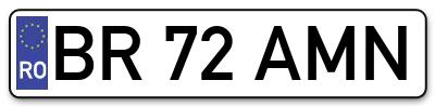 Placuta inmatriculare numar auto  BR-72-AMN, BR 72 AMN, BR72AMN