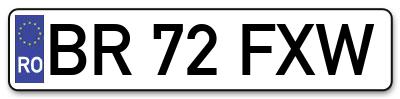 Placuta inmatriculare numar auto  BR-72-FXW, BR 72 FXW, BR72FXW