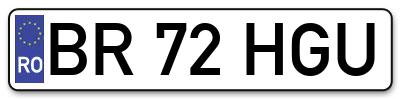 Placuta inmatriculare numar auto  BR-72-HGU, BR 72 HGU, BR72HGU