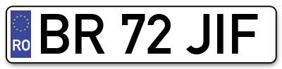 Placuta inmatriculare numar auto  BR-72-JIF, BR 72 JIF, BR72JIF
