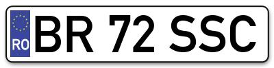 Placuta inmatriculare numar auto  BR-72-SSC, BR 72 SSC, BR72SSC