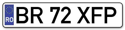 Placuta inmatriculare numar auto  BR-72-XFP, BR 72 XFP, BR72XFP