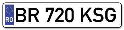 Placuta inmatriculare numar auto  BR-720-KSG, BR 720 KSG, BR720KSG