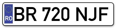 Placuta inmatriculare numar auto  BR-720-NJF, BR 720 NJF, BR720NJF