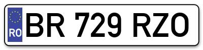 Placuta inmatriculare numar auto  BR-729-RZO, BR 729 RZO, BR729RZO