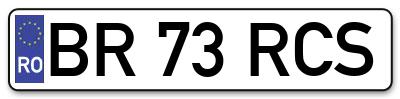 Placuta inmatriculare numar auto  BR-73-RCS, BR 73 RCS, BR73RCS