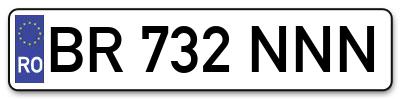 Placuta inmatriculare numar auto  BR-732-NNN, BR 732 NNN, BR732NNN