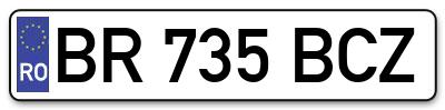 Placuta inmatriculare numar auto  BR-735-BCZ, BR 735 BCZ, BR735BCZ