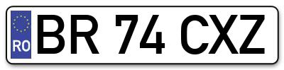 Placuta inmatriculare numar auto  BR-74-CXZ, BR 74 CXZ, BR74CXZ