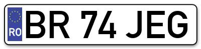 Placuta inmatriculare numar auto  BR-74-JEG, BR 74 JEG, BR74JEG