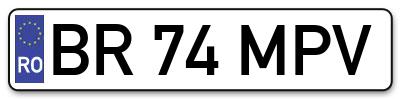 Placuta inmatriculare numar auto  BR-74-MPV, BR 74 MPV, BR74MPV