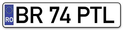 Placuta inmatriculare numar auto  BR-74-PTL, BR 74 PTL, BR74PTL