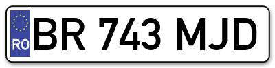 Placuta inmatriculare numar auto  BR-743-MJD, BR 743 MJD, BR743MJD