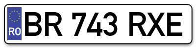 Placuta inmatriculare numar auto  BR-743-RXE, BR 743 RXE, BR743RXE