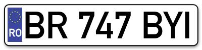Placuta inmatriculare numar auto  BR-747-BYI, BR 747 BYI, BR747BYI