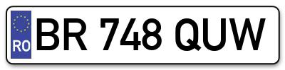 Placuta inmatriculare numar auto  BR-748-QUW, BR 748 QUW, BR748QUW