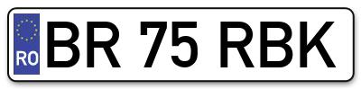 Placuta inmatriculare numar auto  BR-75-RBK, BR 75 RBK, BR75RBK