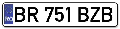 Placuta inmatriculare numar auto  BR-751-BZB, BR 751 BZB, BR751BZB