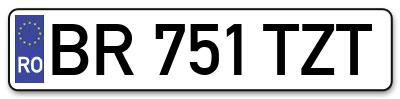 Placuta inmatriculare numar auto  BR-751-TZT, BR 751 TZT, BR751TZT