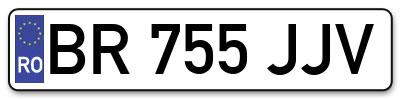 Placuta inmatriculare numar auto  BR-755-JJV, BR 755 JJV, BR755JJV
