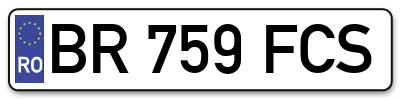 Placuta inmatriculare numar auto  BR-759-FCS, BR 759 FCS, BR759FCS