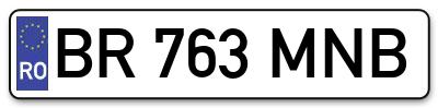 Placuta inmatriculare numar auto  BR-763-MNB, BR 763 MNB, BR763MNB