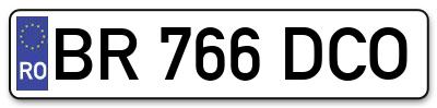 Placuta inmatriculare numar auto  BR-766-DCO, BR 766 DCO, BR766DCO