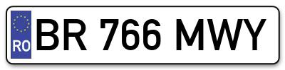 Placuta inmatriculare numar auto  BR-766-MWY, BR 766 MWY, BR766MWY