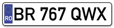 Placuta inmatriculare numar auto  BR-767-QWX, BR 767 QWX, BR767QWX